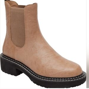 Lisa Vicky Pub Lug Sole Chelsea Boot Ankle Leather Pull-On Textured Tan